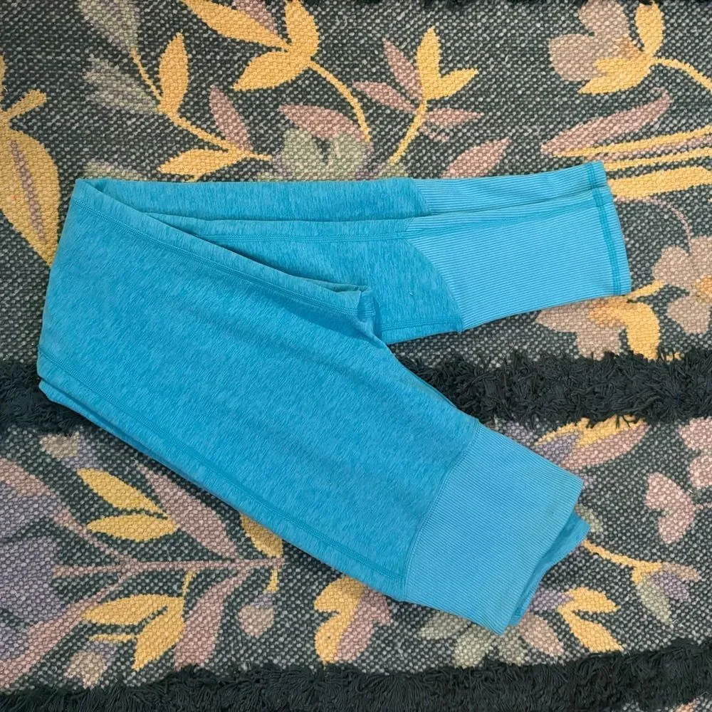 NWOT Alo Yoga High-Waist Chill Zone Lounge Legging in Bright Aqua Heather, Sz XS